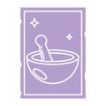 Outline of a herbology bowl on a tarot card Vector