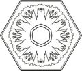 Outline hexagon snowflake circular ornament. Vector