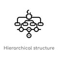 outline hierarchical structure vector icon. isolated black simple line element illustration from digital economy concept. editable Royalty Free Stock Photo