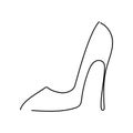 Vector outline high heel shoes. Graphic black and white pumps