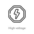 outline high voltage vector icon. isolated black simple line element illustration from airport terminal concept. editable vector Royalty Free Stock Photo