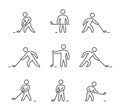 Outline hockey icons set