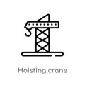 outline hoisting crane vector icon. isolated black simple line element illustration from signaling concept. editable vector stroke Royalty Free Stock Photo