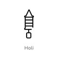 outline holi vector icon. isolated black simple line element illustration from india and holi concept. editable vector stroke holi