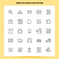 OutLine 25 Home Appliances And Kitchen Icon set. Vector Line Style Design Black Icons Set. Linear pictogram pack. Web and Mobile Royalty Free Stock Photo