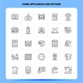 OutLine 25 Home Appliances And Kitchen Icon set. Vector Line Style Design Black Icons Set. Linear pictogram pack. Web and Mobile Royalty Free Stock Photo