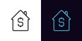 Outline home icon with editable stroke. Home with dollar sign, house buy and sell pictogram. Real estate insurance Royalty Free Stock Photo