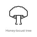outline honey-locust tree vector icon. isolated black simple line element illustration from nature concept. editable vector stroke