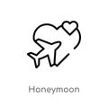 outline honeymoon vector icon. isolated black simple line element illustration from love & wedding concept. editable vector stroke