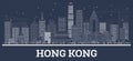 Outline Hong Kong China City Skyline with White Buildings Royalty Free Stock Photo