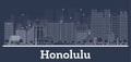 Outline Honolulu Hawaii City Skyline with White Buildings