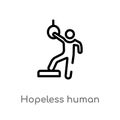 outline hopeless human vector icon. isolated black simple line element illustration from feelings concept. editable vector stroke