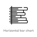 outline horizontal bar chart vector icon. isolated black simple line element illustration from business concept. editable vector Royalty Free Stock Photo