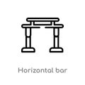 outline horizontal bar vector icon. isolated black simple line element illustration from gym and fitness concept. editable vector Royalty Free Stock Photo