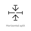outline horizontal split vector icon. isolated black simple line element illustration from arrows concept. editable vector stroke