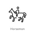 outline horseman vector icon. isolated black simple line element illustration from shapes concept. editable vector stroke horseman