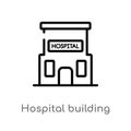 outline hospital building front vector icon. isolated black simple line element illustration from medical concept. editable vector