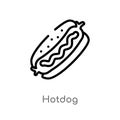 outline hotdog vector icon. isolated black simple line element illustration from food concept. editable vector stroke hotdog icon Royalty Free Stock Photo