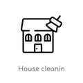 outline house cleanin vector icon. isolated black simple line element illustration from cleaning concept. editable vector stroke Royalty Free Stock Photo