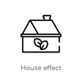 outline house effect vector icon. isolated black simple line element illustration from ecology concept. editable vector stroke Royalty Free Stock Photo