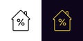 Outline house icon with editable stroke. Home with percentage sign, house mortgage pictogram. Real estate insurance