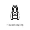 outline housekeeping vector icon. isolated black simple line element illustration from cleaning concept. editable vector stroke Royalty Free Stock Photo