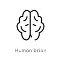 outline human brian vector icon. isolated black simple line element illustration from nature concept. editable vector stroke human