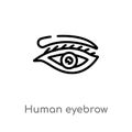 outline human eyebrow vector icon. isolated black simple line element illustration from human body parts concept. editable vector