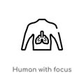 outline human with focus on the lungs vector icon. isolated black simple line element illustration from human body parts concept. Royalty Free Stock Photo