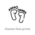 outline human foot prints vector icon. isolated black simple line element illustration from shapes concept. editable vector stroke Royalty Free Stock Photo