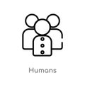 outline humans vector icon. isolated black simple line element illustration from user interface concept. editable vector stroke Royalty Free Stock Photo