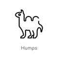 outline humps vector icon. isolated black simple line element illustration from animals concept. editable vector stroke humps icon