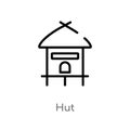 outline hut vector icon. isolated black simple line element illustration from africa concept. editable vector stroke hut icon on Royalty Free Stock Photo