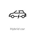 outline hybrid car vector icon. isolated black simple line element illustration from transport concept. editable vector stroke Royalty Free Stock Photo