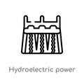 outline hydroelectric power station vector icon. isolated black simple line element illustration from ecology concept. editable