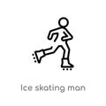 outline ice skating man vector icon. isolated black simple line element illustration from sports concept. editable vector stroke Royalty Free Stock Photo