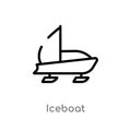 outline iceboat vector icon. isolated black simple line element illustration from nautical concept. editable vector stroke iceboat