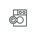 Outline Icon Automatic Washing Machine for Washing Cloth, Washer Open Front Loading Wash Machine Line Sign Laundry Royalty Free Stock Photo