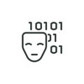 Outline Icon Binary Code and Mask. Such Line Symbol Spyware, AI Technology, Artificial Intelligence Error in Code