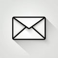 Outline icon of closed envelope with long shadow, simple graphic symbol for communication and mail service. Visual illustration Royalty Free Stock Photo