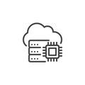 Cloud database AI line icon Royalty Free Stock Photo