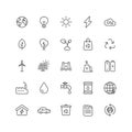 Outline icon collection for ui. Vector thin line illustration set. Enviroment, ecology, recycle and green energy power symbol Royalty Free Stock Photo