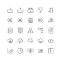 Outline icon collection for ui. Vector thin line illustration set. Network data, cloud service and security, data analytics symbol Royalty Free Stock Photo