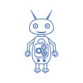 Outline icon is a friendly robot on white background