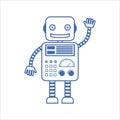 Outline icon is a friendly robot on white background