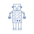 Outline icon is a friendly robot on white background