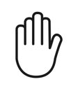 Outline icon human senses: touch hand. Vector symbol isolated on background