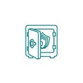 Outline icon of open safe box with shield inside representing security concept Royalty Free Stock Photo
