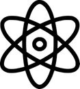 An outline icon representing atomic structure, science, physics, chemistry, technology, research, and matter Royalty Free Stock Photo