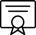 An outline icon representing a diploma, certificate, formal award, graduation document, and professional qualification Royalty Free Stock Photo
